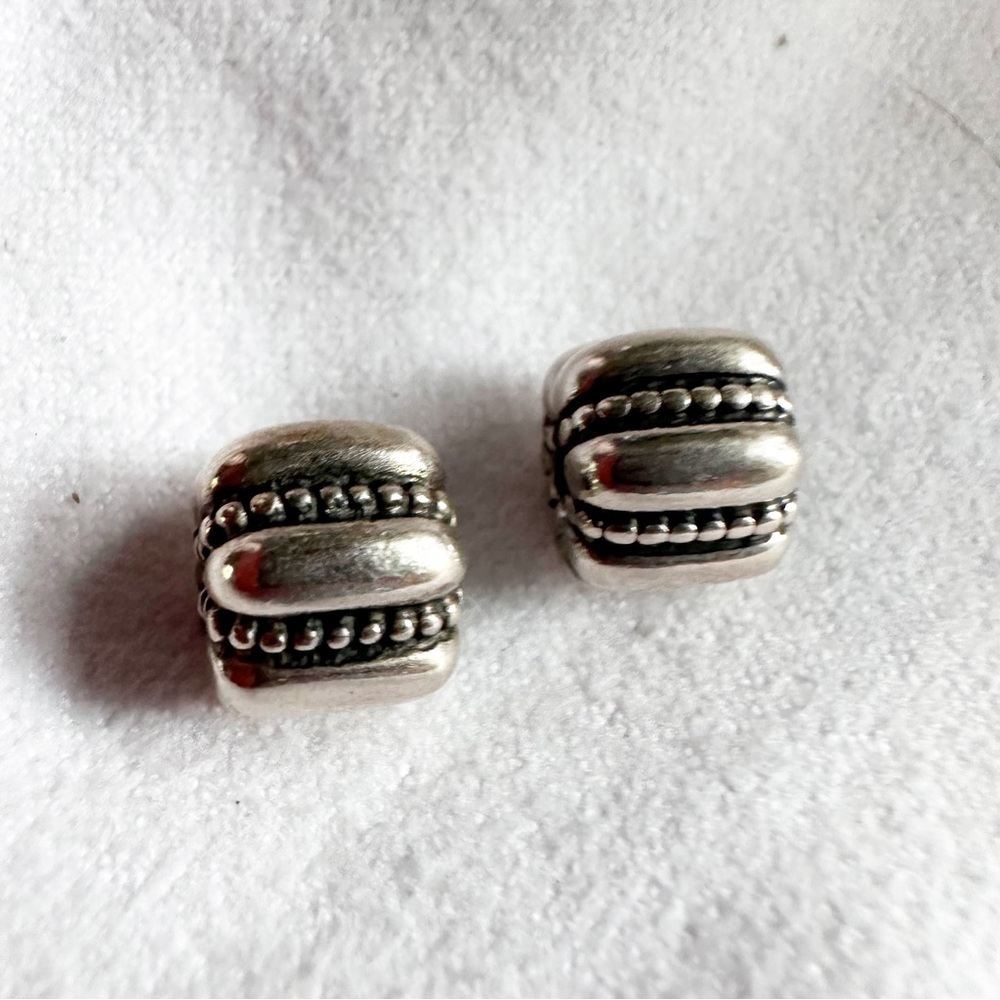 PANDORA Retired Crazy Clips Dots and Ridges Pair - TWO included. Item # 790446